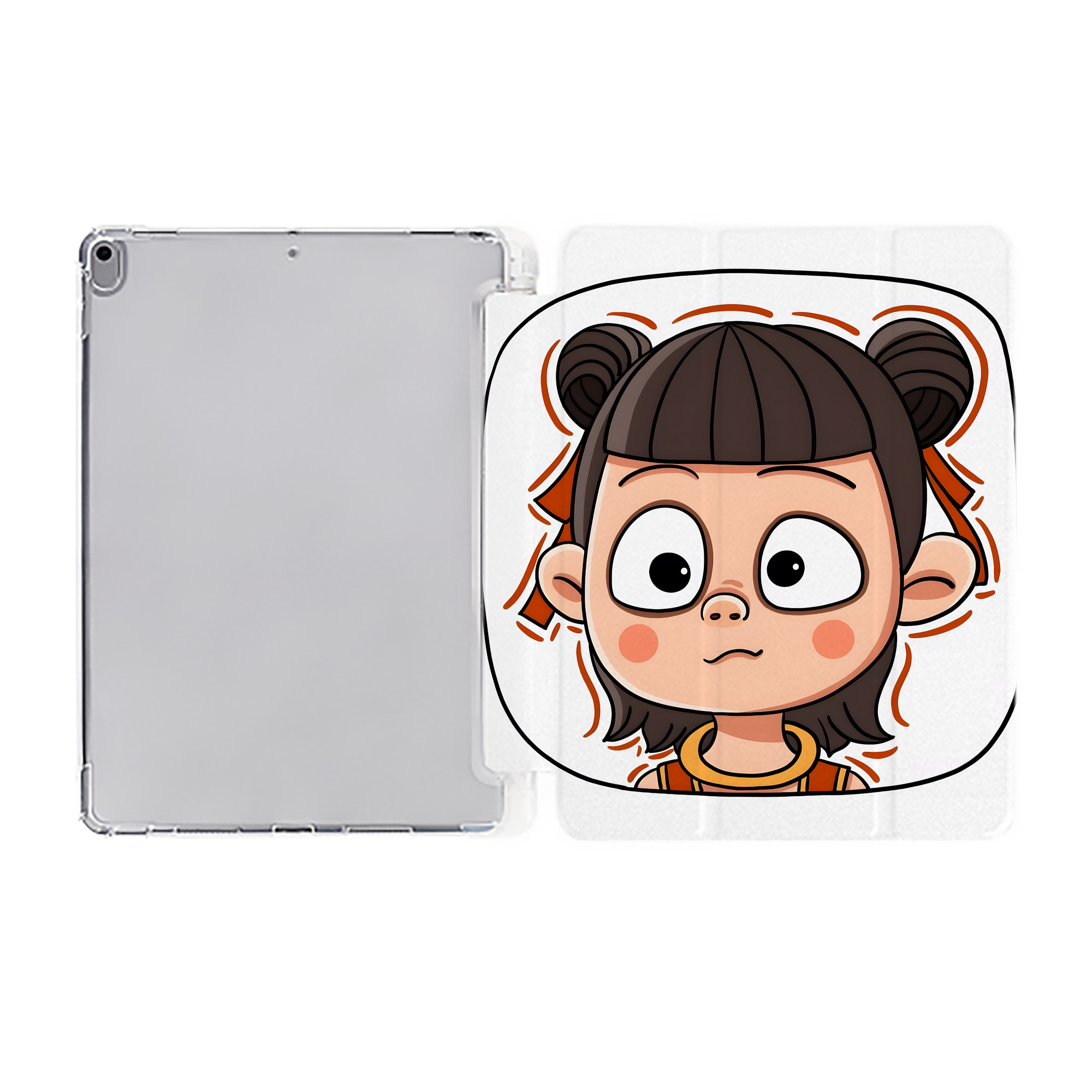 （画像用） Ne Zha 2 ナタ 魔童の大暴れ IPad ケース ペン収納付き 三つ折りスタンド PUレザー×シリコン 対応機種9.5/10.5/10.9インチ